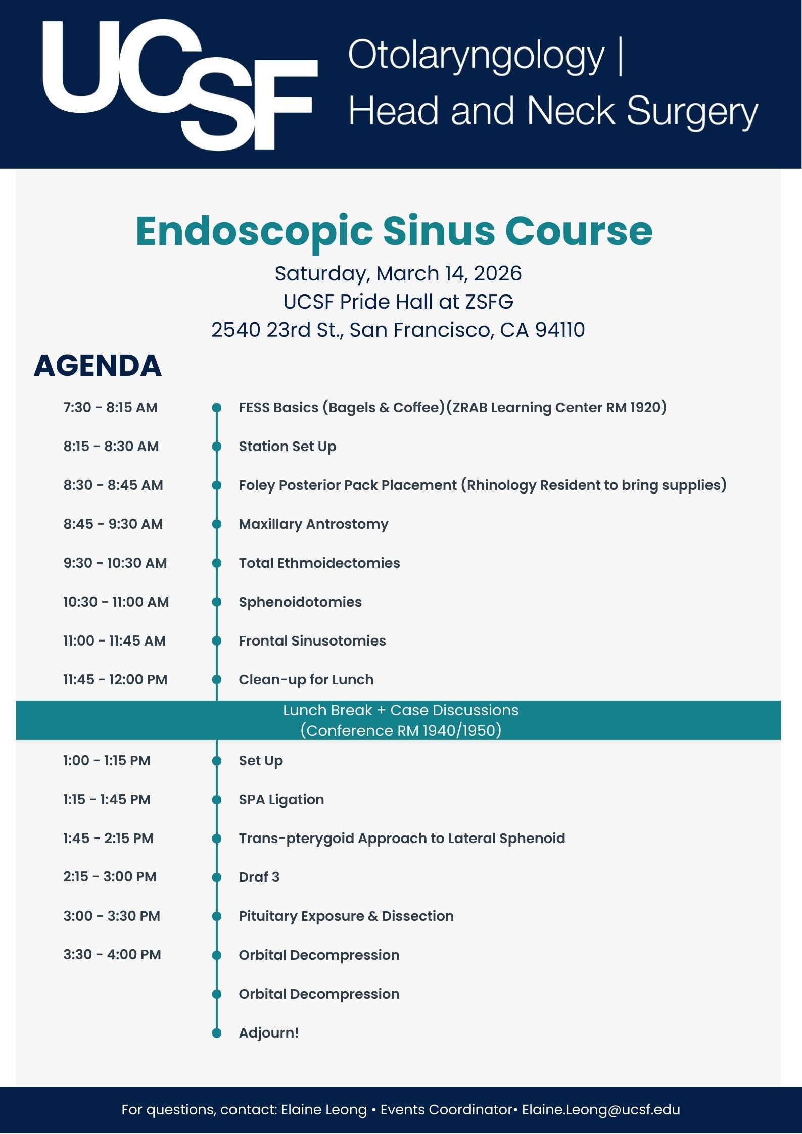 Endoscopic Sinus Course Agenda 2026