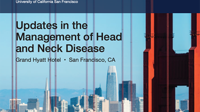 Downtown San Francisco with overlay text "Updates in the Management of Head and Neck Disease"